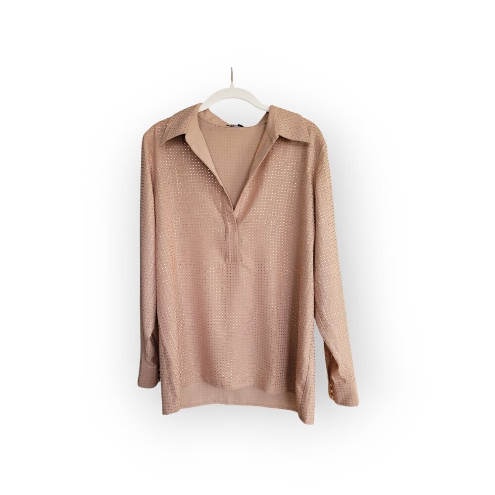 Reiss Matilda Brown Crystal Embellished Shirt Womens Size 6 Evening Party Top - Picture 2 of 15